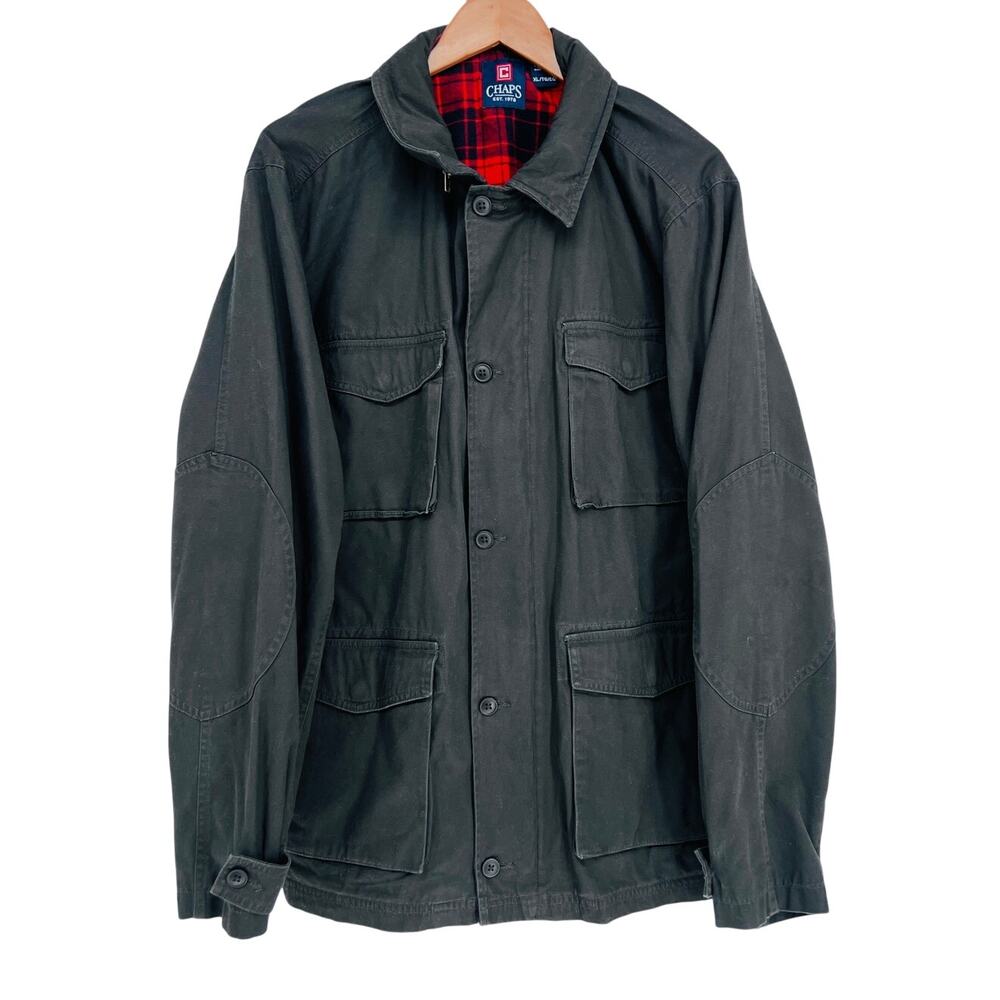 Chaps Men's‎ Flannel Lined Jacket Hooded Zip Up Button Up size XL
